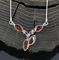 FLORA, amber, necklace, sterling silver