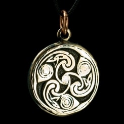 IRISH SPIRALS - Triskele, Book of Kells, bronze pendant