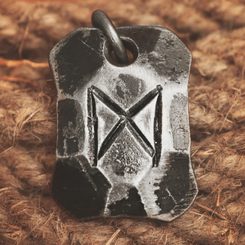 DAGAZ, forged iron rune pendant