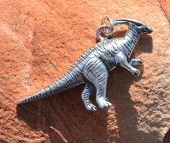 Parasaurolophus, silver dinosaur pendant, Ag 925