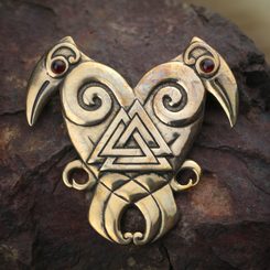 HEART OF THE NORTH, Hugin and Munin, bronze viking pendant