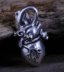 COEUR anatomique, pendentif, argent 925