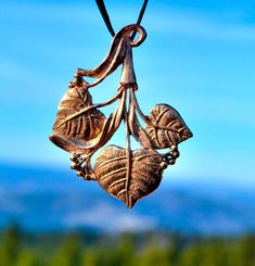 LIME LEAVES, Slavic Tree, pendant, bronze