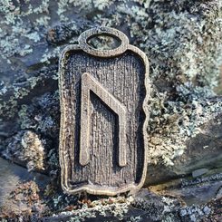 URUZ - pendant, rune, zinc ant. brass