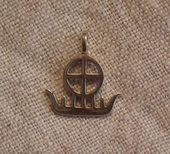SUN BOAT, bronze pendant