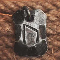 URUZ, forged iron rune pendant