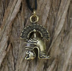 CENTURION, Roman helmet, zink pendant, antique brass