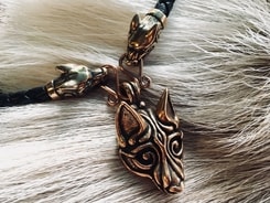 Viking, collier loup, bronze