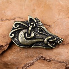 Celtic Boar - head, pendant, zinc - antique brass