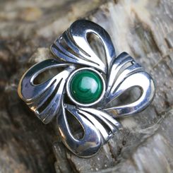 SELKIE, Art Nouveau collier en argent, Ag 925 malachite