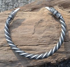 Viking corbeau, bracelet, étain, métal argenté