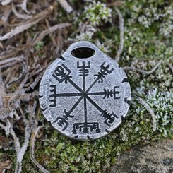 VEGVISIR, Isländische Rune, Anhänger, Zink