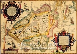 SOUTH AMERICA, historical map, replica