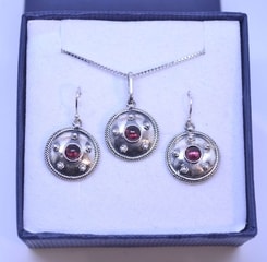 ANTICA ROMA, sterling silver jewelry set, garnet