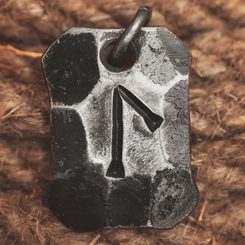LAGUZ, forged iron rune pendant