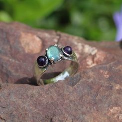 CITTADELLA, ring, labradorite and amethyst, silver 925