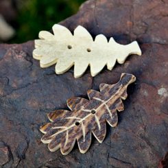 OAK LEAF, deer antler button