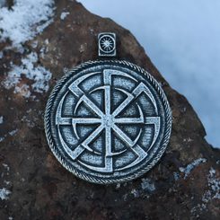 DOUBLE KOLOVRAT, Slavic pendant, tin