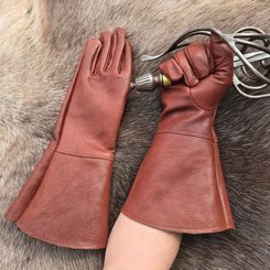 Fencing leather gloves cognac