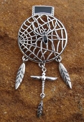 SPIDER ON WEB, siver pendant