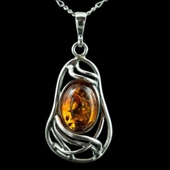 WERA, amber pendant, sterling silver