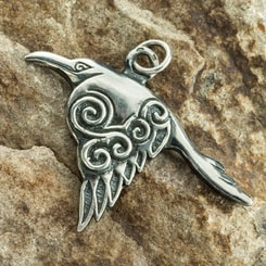 CORVUS - Celtic Crow Pendant, silver 925