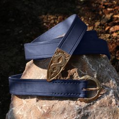 VIKING BELT, Borre Beast, leather bronze Blue