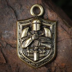 Chevalier en armure, amulette, zinc ancien