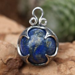 LAPIS LAZULI Viking Ball Pendant, Gotland, silver