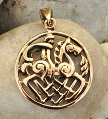 ODIN and SLEIPNIR, bronze pendant