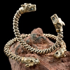 Wolf Fenrir, twisted bracelet, bronze
