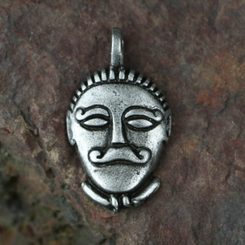 CELTIC HEAD, Msecke Zehrovice, Bohemia, zinc pendant, antique silver