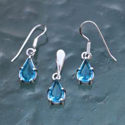 POLARIS, silver jewelry set, glass, Ag 925