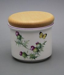 Jar with wooden lid, Scottish Thistle