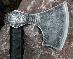 BOHEMIA - Axe, etched with leather