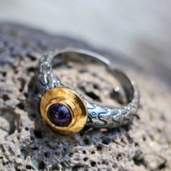 VIKING WEDDING RING, Orupgård, Denmark, sterling silver, Ag 925, Amethyst