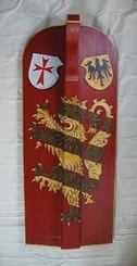 HAND PAINTED PAVISE, long wooden shield IV