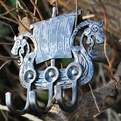 DRAKKAR - Viking ship, forged hooks / key ring