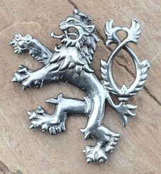 HERALDIC TWO-TAILED LION, pendant, silver plated