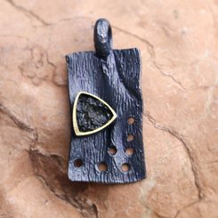 CASIA silver pendant with MOLDAVITE, gold plated