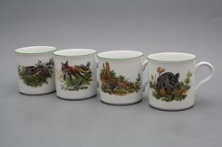 Animaux sauvages, des tasses, Carlsbad porcelaine - Ensemble de 4 x