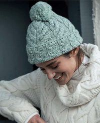 MULTI CABLE HAT, unisex, merino wool, grey