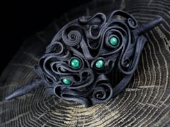 MALACHITE, hair brooch - hair clip