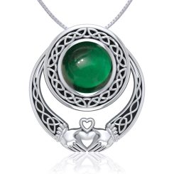 LARGE CLADDAGH PENDANT, green, Ag 925