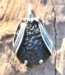 LACERTA, Czech Moldavite Sterling Silver Pendant