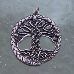 Chêne sacré arbre de vie pendentif zinc