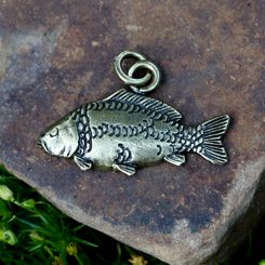 CARP - fish, fishing pendant, zinc, antique brass