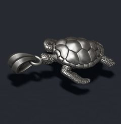 Tortue de mer, pendentif en argent 925