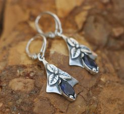 SHAMROCK, boucles d'oreilles, argent, ijolit