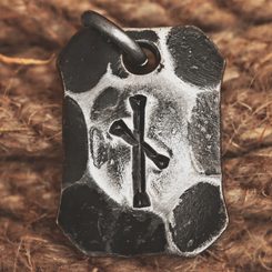 NAUTHIZ, forged iron rune pendant, iron